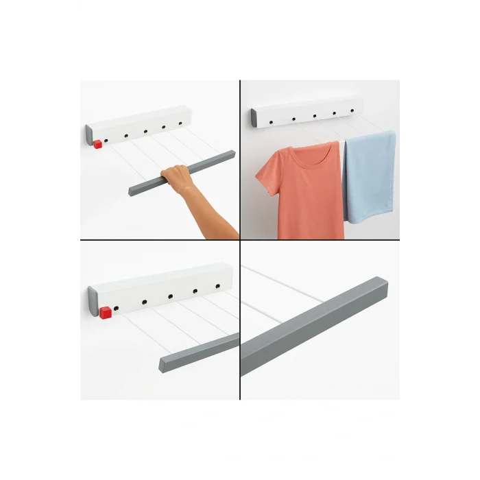 BUĞZ Ergonomik Çamaşırlık 5 Metre 5 İp, Kaliteli İpler, Önce Çek Sonra Sabitle, Kurulum Dahil