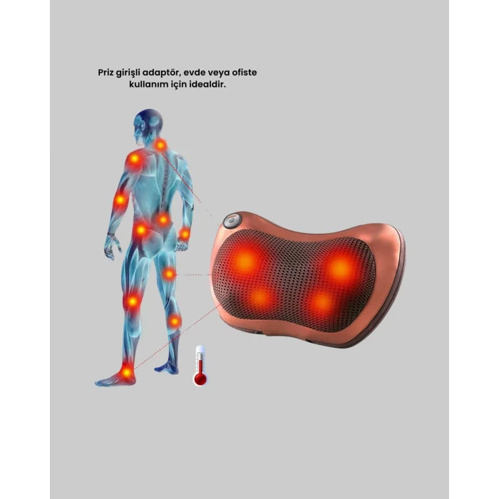 BUĞZ Ergonomik Derin Yoğurmalı Boyun Bel Sırt Masaj Cihazı Priz Çakmak Girişli