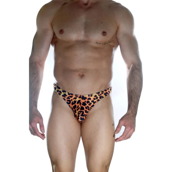BUĞZ Erkek Arkası Metalli Leopar Tanga Çamaşır