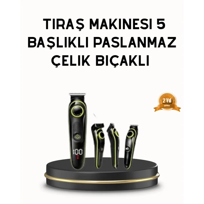 BUĞZ Erkek Bakım Seti 5’i 1 Arada Şarjlı Paslanmaz Çelik Başlıklı