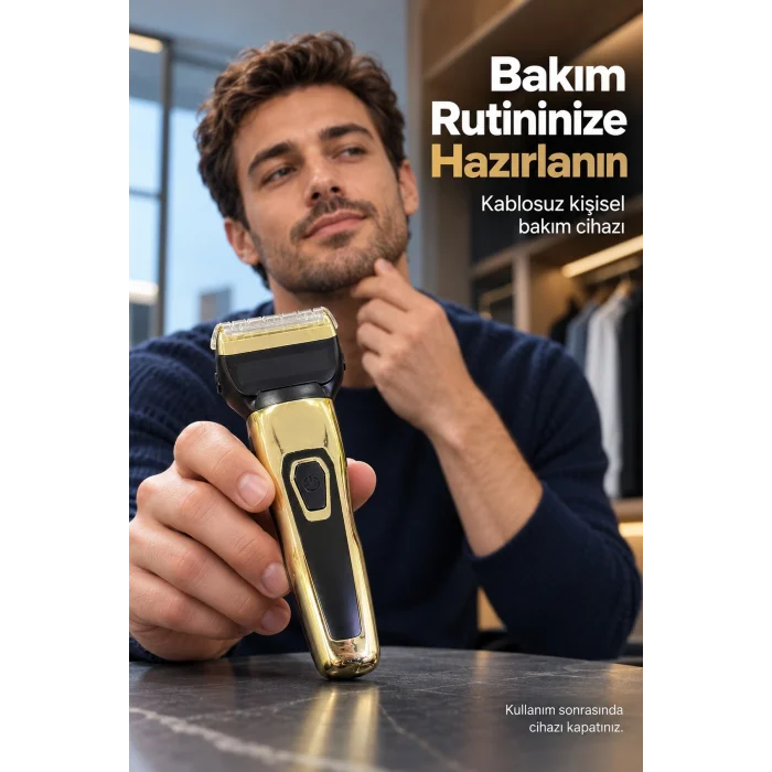 BUĞZ Erkek Bakım Seti Kablosuz Kullanımlı Üç Başlıklı - BUĞZ