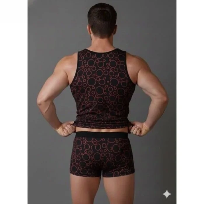 BUĞZ Erkek Desenli Tank Top Boxer Takımı