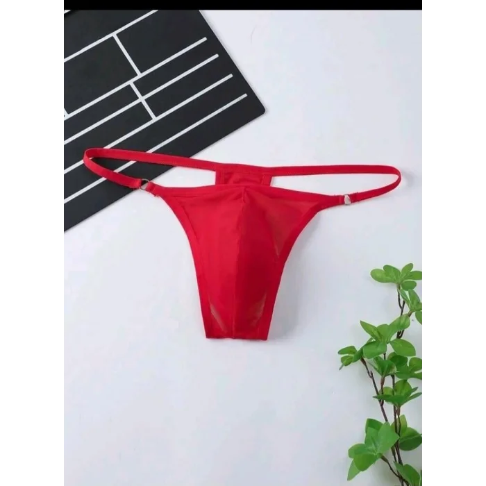 BUĞZ Erkek Kırmızı Transparan Tanga İç Giyim