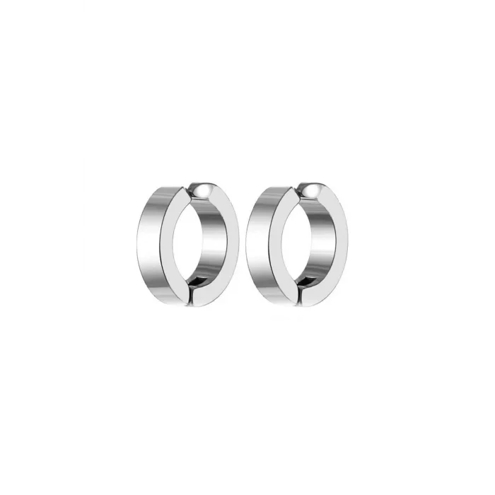 BUĞZ Erkek Küpesi - 2 Adet Çelik Kıstırmalı Küpe Paslanmaz Atmaz Çelik Gümüş Renk Küpe