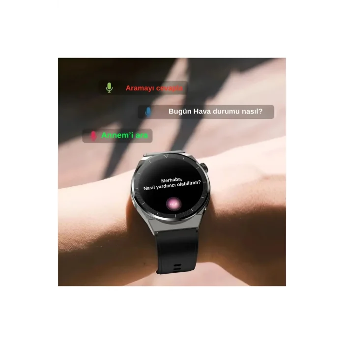 BUĞZ Erkekler için Akıllı Saat, GPS ve Nabız Sensörlü, Suya Dayanıklı, Siyah Kordonlu