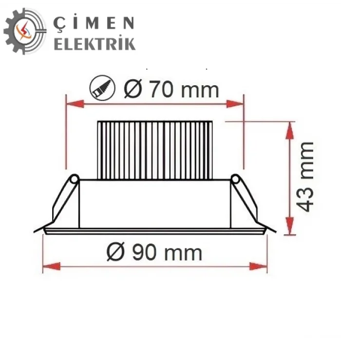 ERKLED ERK 3125 Sıva Altı 5W Krom Kasa Yuvarlak Led Spot 3000K Günışığı