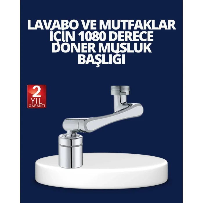 BUĞZ Esnek 1080° Musluk Başlığı 3 Eklemli Hareketli Su Modlu Lavabo Aparatı