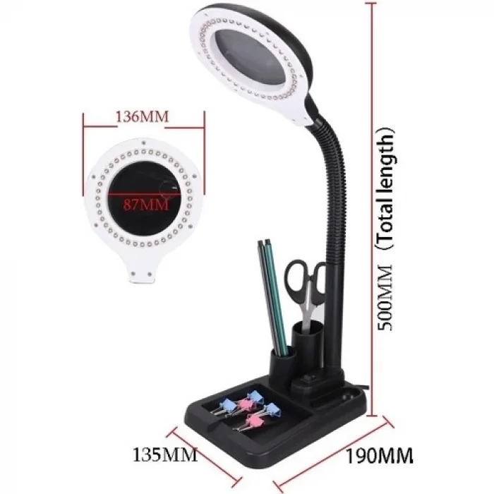 BUĞZ Esnek 5x /10x,40 Led Işıklı Büyüteç ,lamba  Büyüteç Okuma, Çalışma Lehim Masa Lambası A808