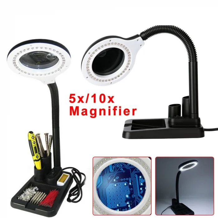 BUĞZ Esnek 5x /10x,40 Led Işıklı Büyüteç ,lamba  Büyüteç Okuma, Çalışma Lehim Masa Lambası A808 - BUĞZ