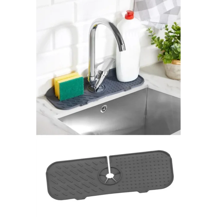 BUĞZ Esnek Musluk Lavabo Matı - Mutfak Banyo Batarya Su Tutucu Bulaşık Süngeri Matı