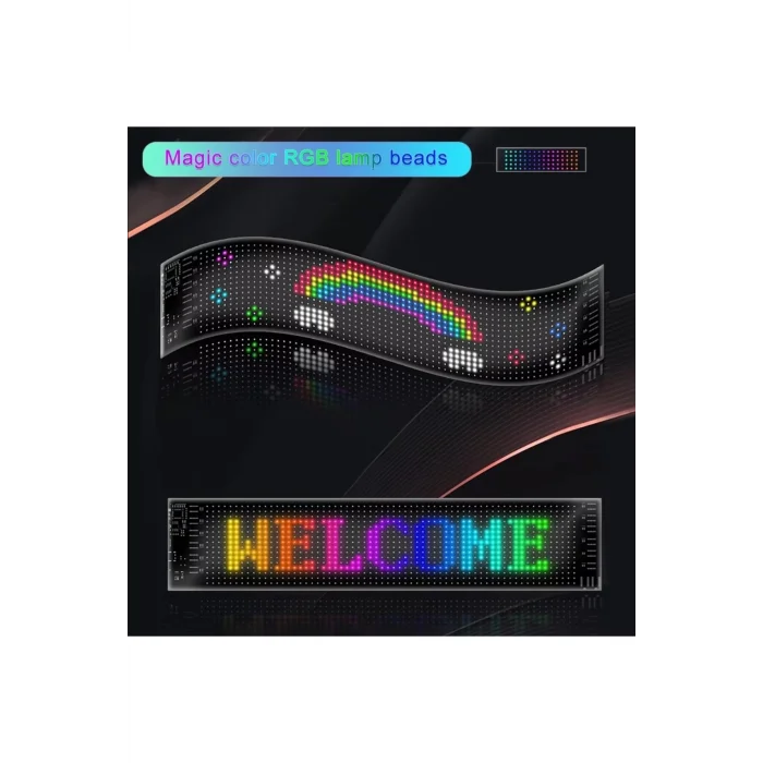 BUĞZ Esnek USB 5V Bluetooth Uygulama Kontrollü 16x64 LED Matrix Panel, Kayan Yazı Gösterimi