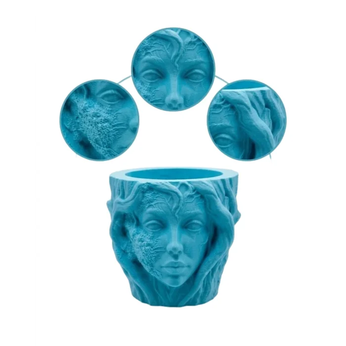 BUĞZ Estetik Kadın Yüzü Heykel Tasarımlı Dekoratif 3D Saksı Vazo - BUĞZ
