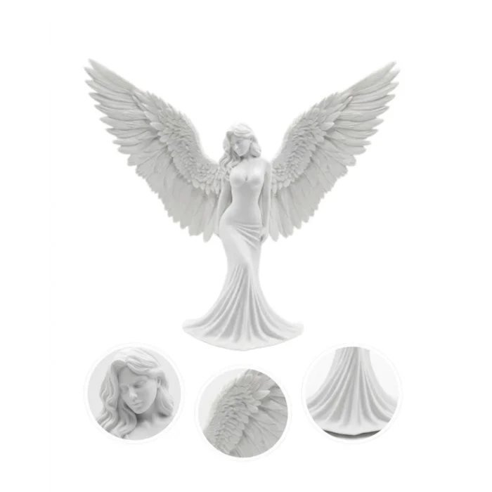 BUĞZ Estetik Melek Kadın Figürlü 3D Dekoratif Biblo Modern Salon Dekoru