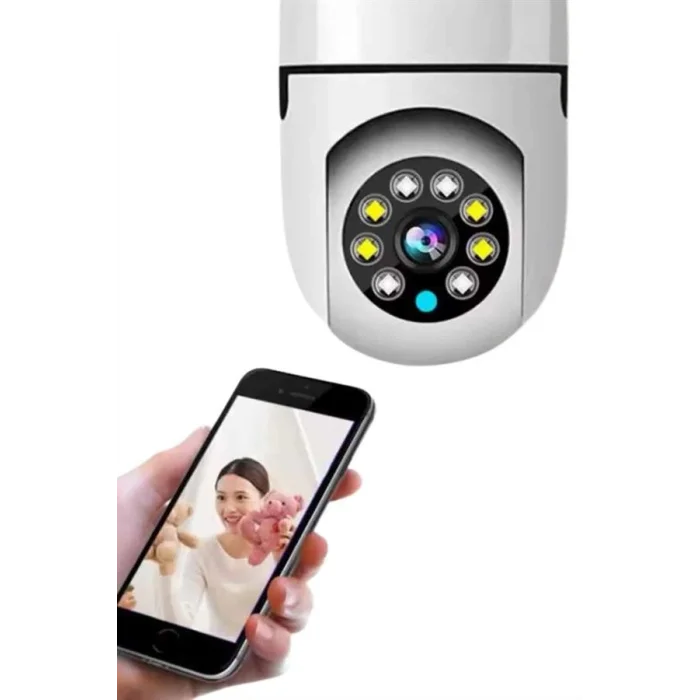 BUĞZ Ev Kamerası Wifi Kamerası Gece Görüşlü Akıllı Ampül Kamera - BUĞZ