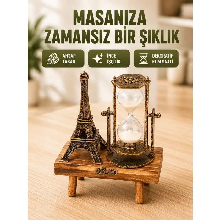 BUĞZ Ev, Ofis ve Kafeler İçin Retro Ahşap Kum Saati Dekorasyonu