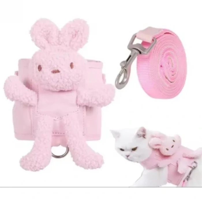 BUĞZ Evcil Hayvan Peluş Ayıcıklı Göğüs Gezdirme Tasması Set