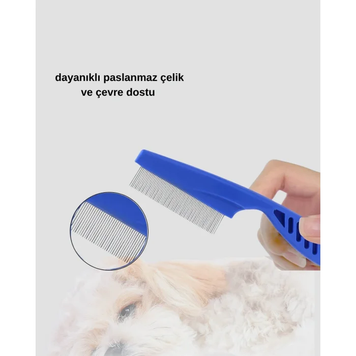 BUĞZ Evcil Hayvan Tüy Bakım Seti – 4’lü Paslanmaz Çelik ve Eco Plastik, Kolay Temizlenebilir ve Dayanıklı