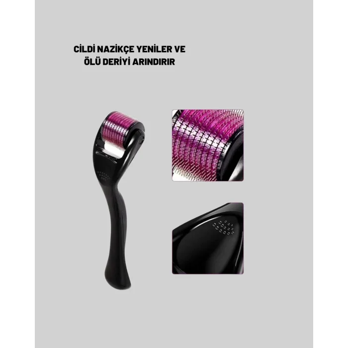 BUĞZ Evde Güvenli Kullanım İçin Titanyum Derma Roller – Siyah Saplı