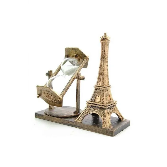 BUĞZ Eyfel Kulesi Tasarımlı Kum Saati Kristalleştirilmiş Kum Saati Dekoratif Ahşap Görünümlü