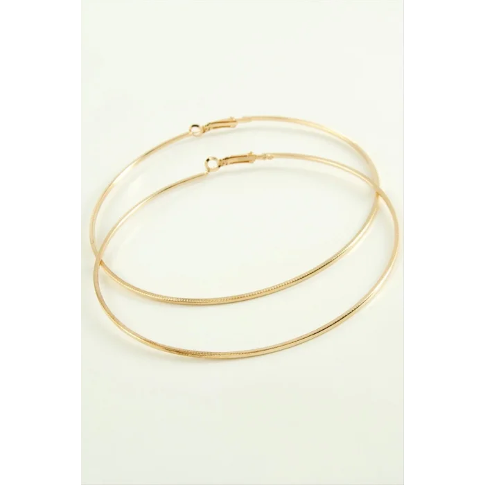 BUĞZ Ezme Çizgili Metal Halka Küpe 8-9-10 cm