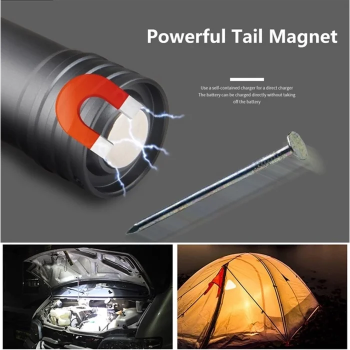 BUĞZ F-90 Aluminyum Kaplama Mıknatıslı Şarjlı El Feneri