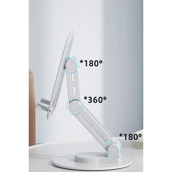 BUĞZ F17s  Masaüstü Telefon Tutucu Döner Tabanı Alüminyum Paslanmaz Çelik Katlanabilir