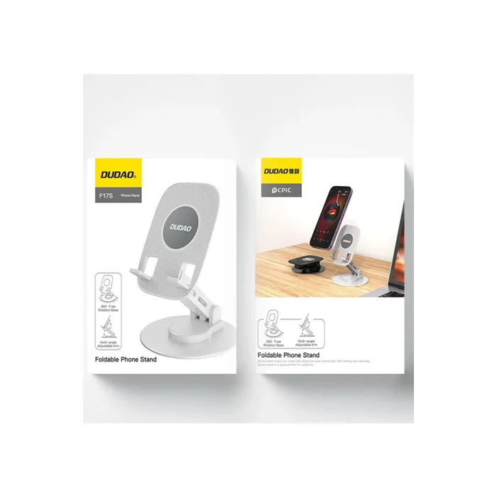 BUĞZ F17s  Masaüstü Telefon Tutucu Döner Tabanı Alüminyum Paslanmaz Çelik Katlanabilir