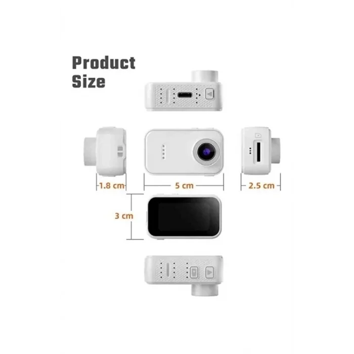 BUĞZ F2 2k 1080p Parmak Kamera 130° Geniş Açı Ips Ekranlı 25g Mini Taşınabilir Cep Kamerası Siyah