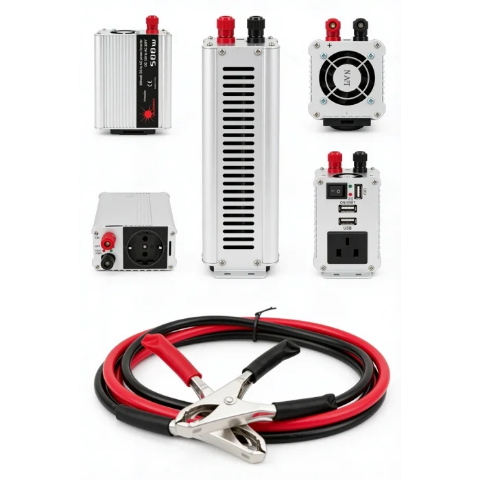 BUĞZ 500W Fanlı Akü İnverteri 12V DC Giriş 220V AC Çıkış USB Portlu Taşınabilir Araç Kullanımı