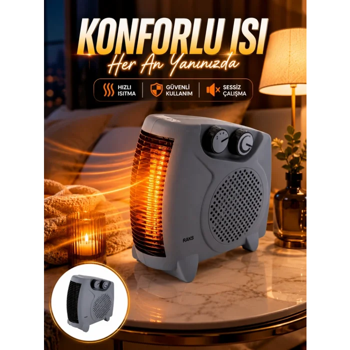 BUĞZ Fanlı Oda Isıtıcısı Termostat Kontrollü Soğuk Hava Üfleme Modu Yeni Nesil