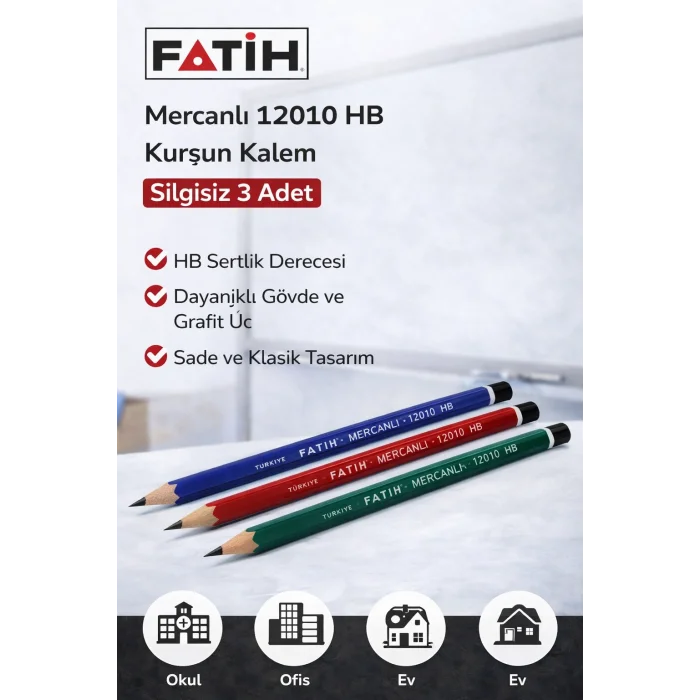 BUĞZ Fatih Mercanlı 12010 HB Kurşun Kalem 3 Adet