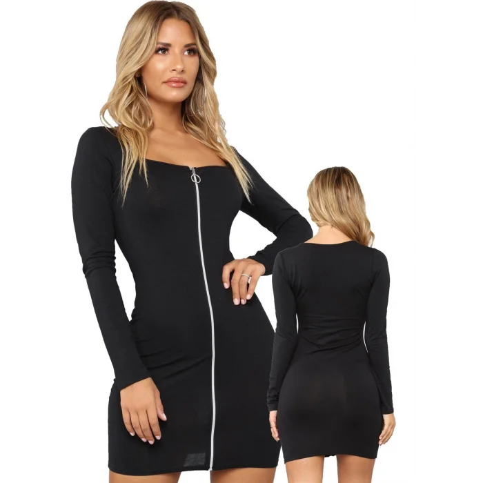 BUĞZ Fermuarlı Mini Elbise