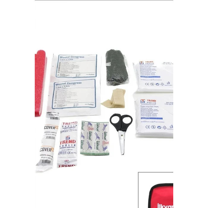 BUĞZ Fermuarlı Polyester Çantalı 17 Parça Acil İlk Yardım Seti Araba Ev Ofis BX-313494