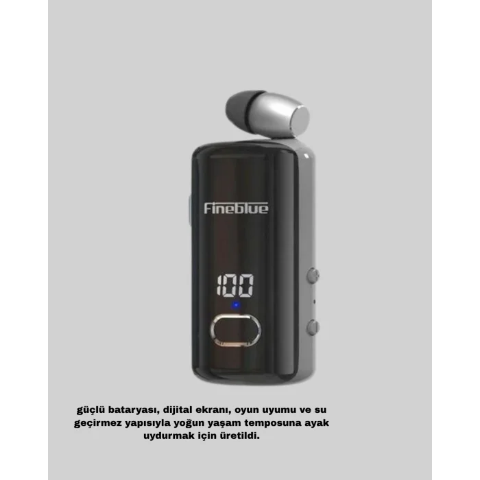 BUĞZ Fineblue F580 Suya Dayanıklı Bluetooth 5.3 Kulaklık Dijital Ekranlı