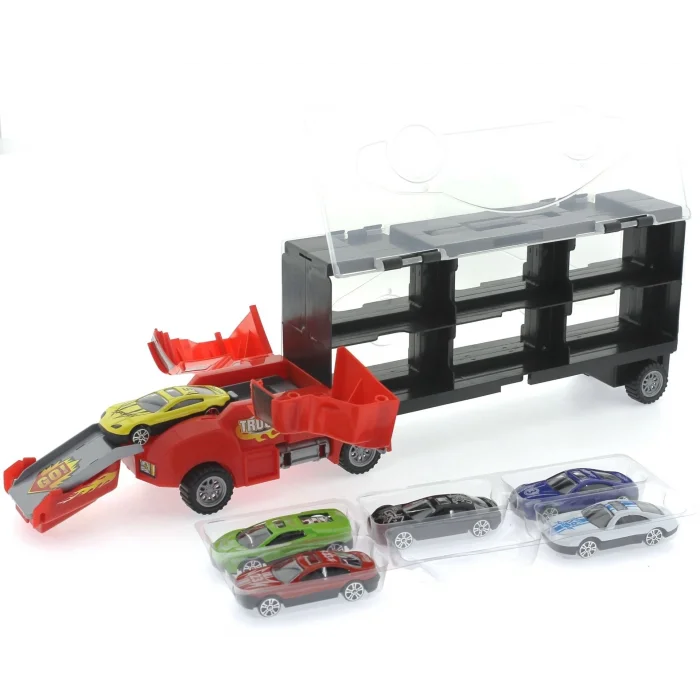  Fırlatma Rampalı Araç Taşıyıcı Kırmızı Kamyon