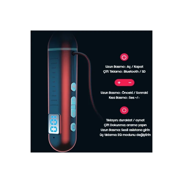  Fitness Tutkunu Boyundan Askılı Bluetooth Kulaklık 130 Saat Çalma Süresi