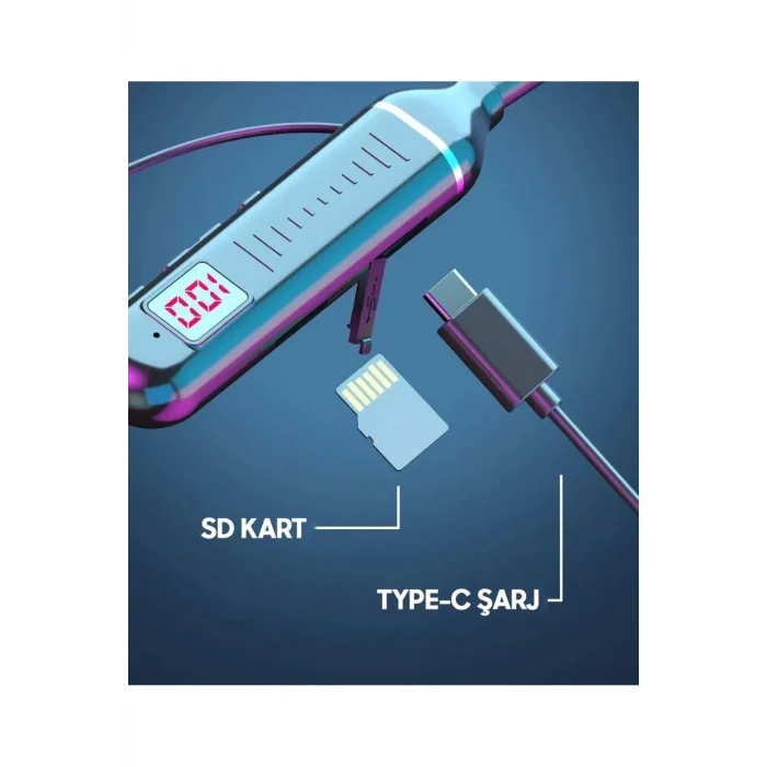  Fitness Tutkunu Boyundan Askılı Bluetooth Kulaklık 130 Saat Çalma Süresi