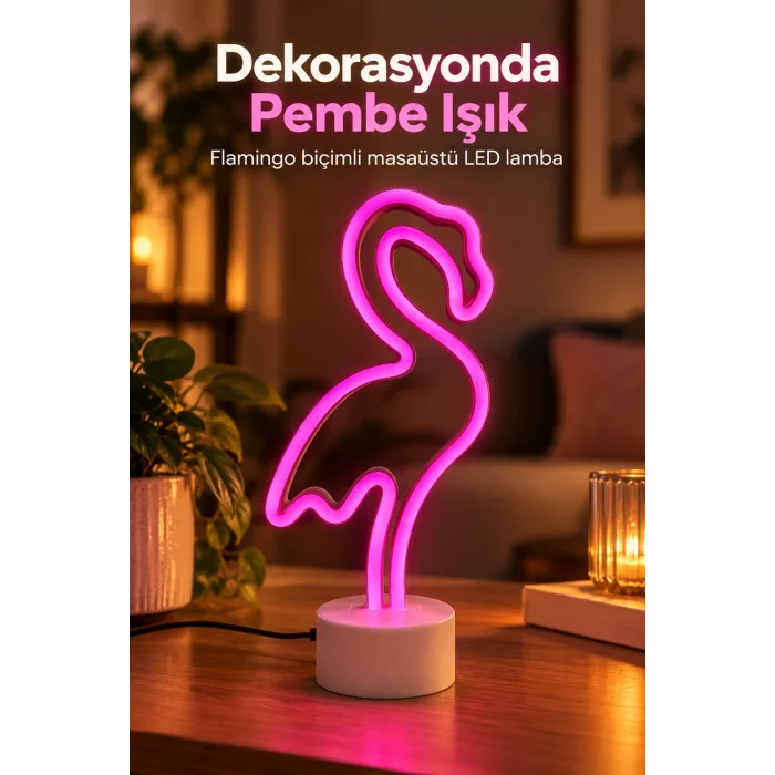 BUĞZ Flamingo LED Lamba Pembe Işıklı USB ve Pilli - BUĞZ