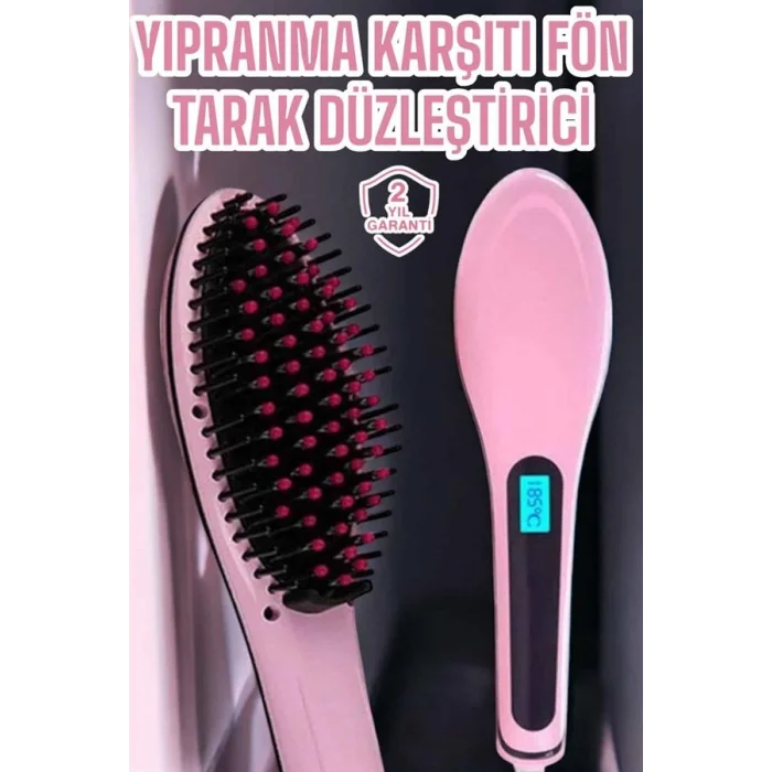 BUĞZ Fön Etkili Saç Düzleştirici Tarak Yıpranma Karşıtı Döner Kablo Isı Ayarlı - Lisinya