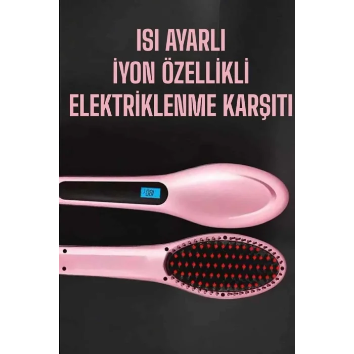  Fön Tarağı Saç Düzleştirici Sıkı Dişli Isı Ayarlı Elektriklenme Karşıtı