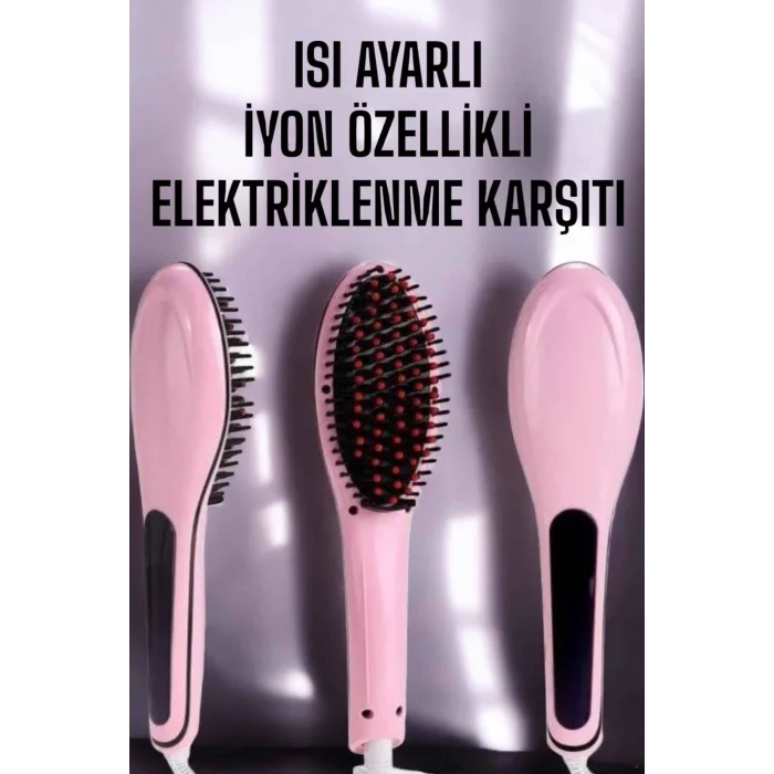  Fön Tarağı Saç Düzleştirici Sıkı Dişli Isı Ayarlı Elektriklenme Karşıtı