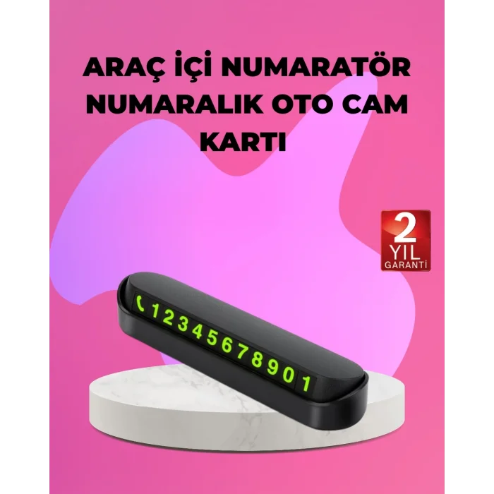  Fosforlu Araç İçi Park Kartı Numaratörü