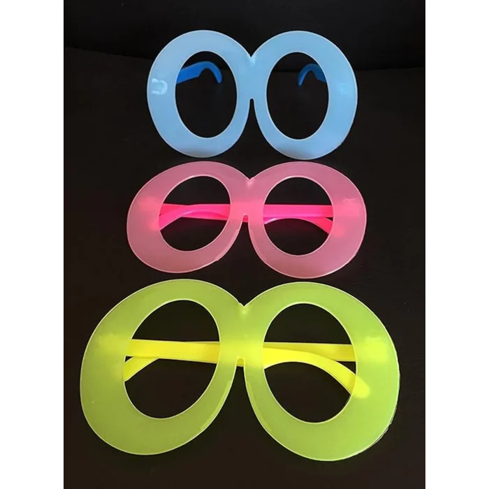  Fosforlu Oval Model Glow Parti Gözlüğü Karanlıkta Yanan Gözlükler 12 Adet