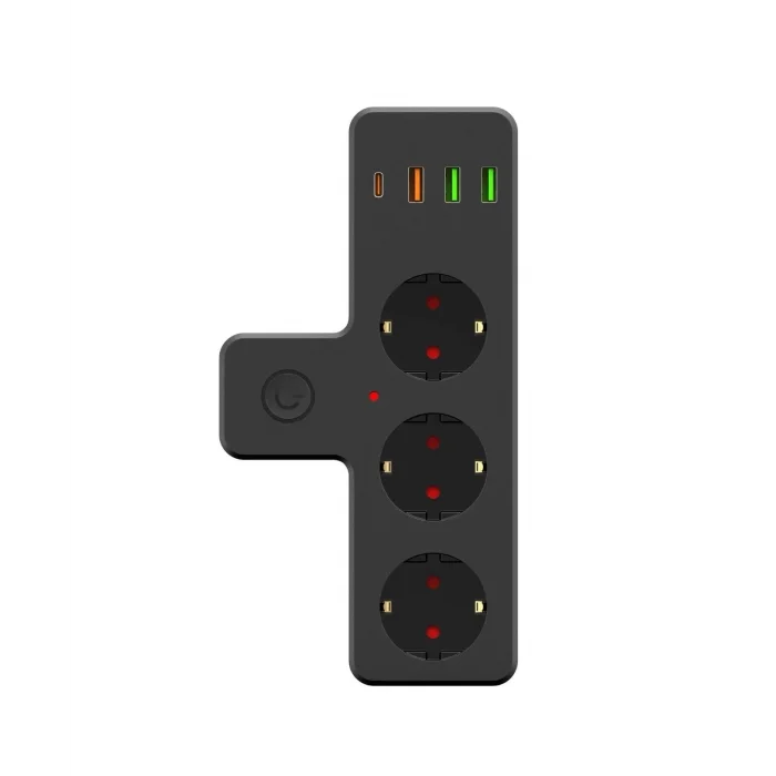 BUĞZ Ftr-12 Termal Akım Korumalı Isıya Dayanıklı 3’lü Priz 3x Usb 1x Type-c