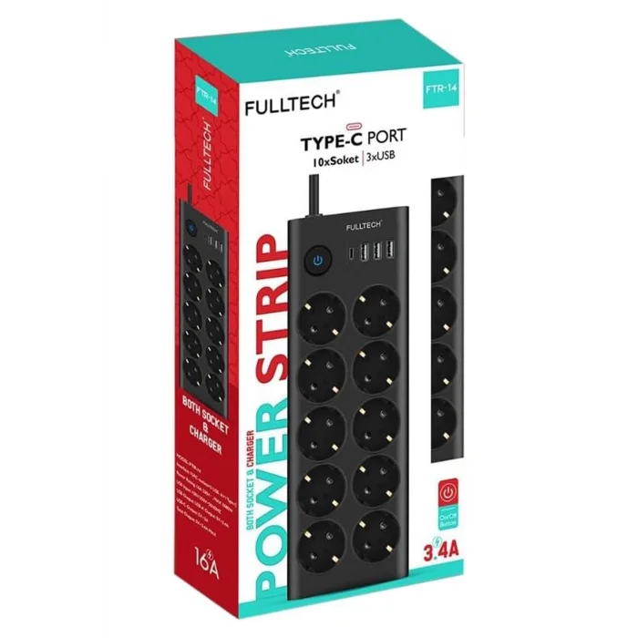 BUĞZ Ftr14 Type-c Girişli Akım Korumalı 10’lu Priz, 3 Usb