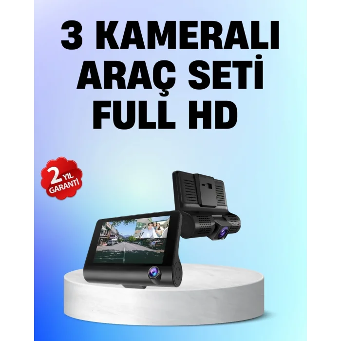  Full HD 1080P 3 Kameralı Araç DVR – Gece Görüşlü ve G-Sensörlü Güvenlik Çözümü