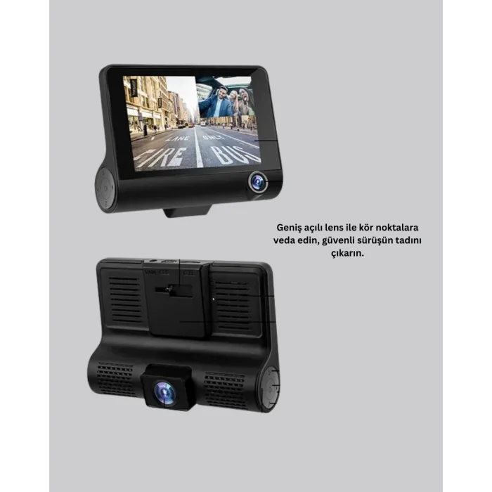 BUĞZ Full HD 1080P 3 Kameralı Araç DVR – Gece Görüşlü ve G-Sensörlü Güvenlik Çözümü - Lisinya