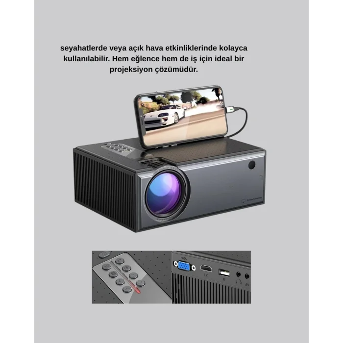 BUĞZ Full HD 1080p Projeksiyon Cihazı Taşınabilir LED Teknolojili ve HDMI Uyumlu