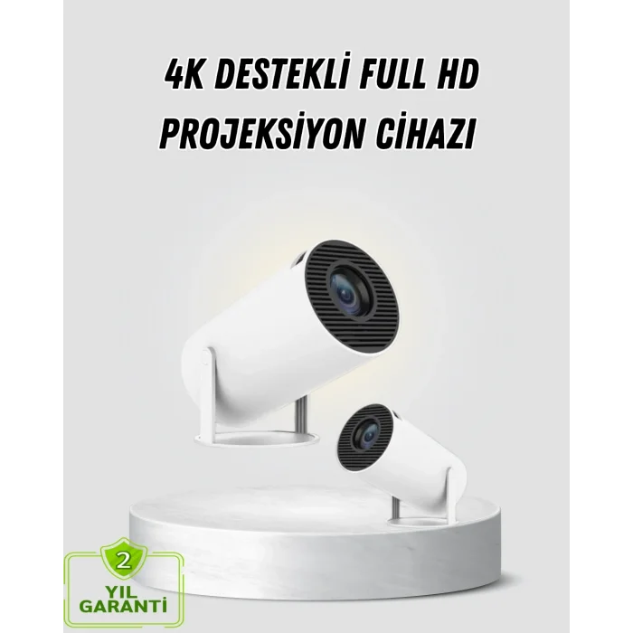 BUĞZ Full HD 4K Destekli Akıllı Projeksiyon – 130 inç Ekran, Uzun Ömürlü Ampul ve Çoklu Giriş