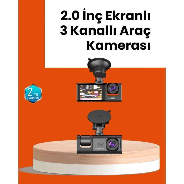 BUĞZ Full HD Araç Kamerası  Çift Yönlü Kayıt ve Darbe Sensörü